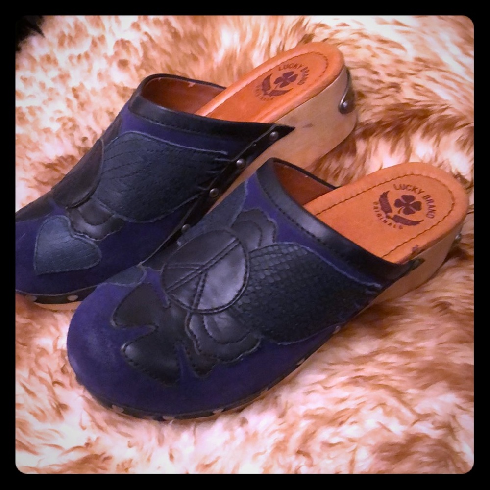 Lucky Brand Clogs originals blue leather Peace 7m